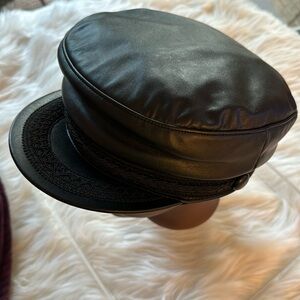 Epoch Faux Leather Greek Fisherman Hat Black